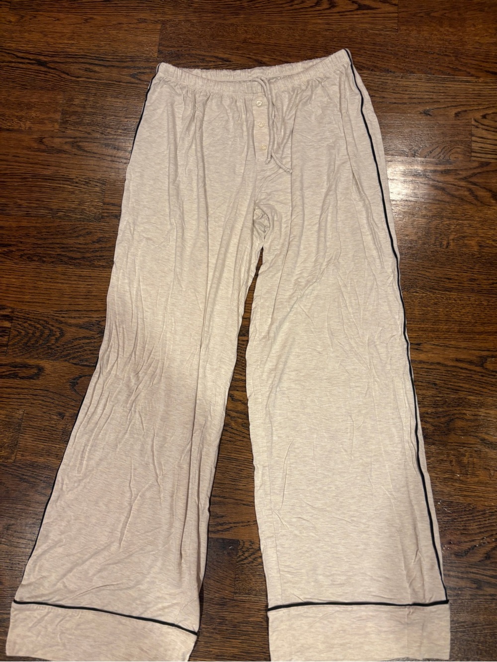 Aerie Cream Lounge Pajama Pants with Contrast Trim